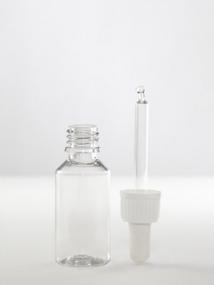 30ml PET-Flasche transp. m. Glaspipette 73 weiß